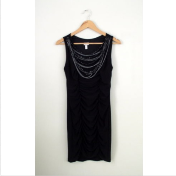 Cache Black Ruched Little Black Dress Sz M - Picture 2 of 8